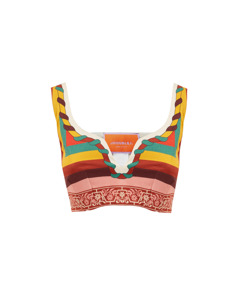 La DoubleJ Baia Crop Top La DoubleJ Baia Crop Top Macro Tiles Placée TOP0094COT037MAC01WH01