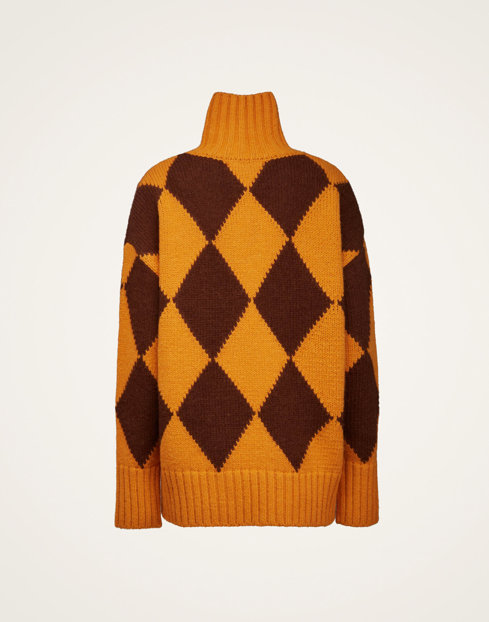 ★送料・関税込★GENERAL IDEA★Leopard Argyle Knit Pull Ove.r Argyle Sweater in Yellow / Brown for Women | La DoubleJ