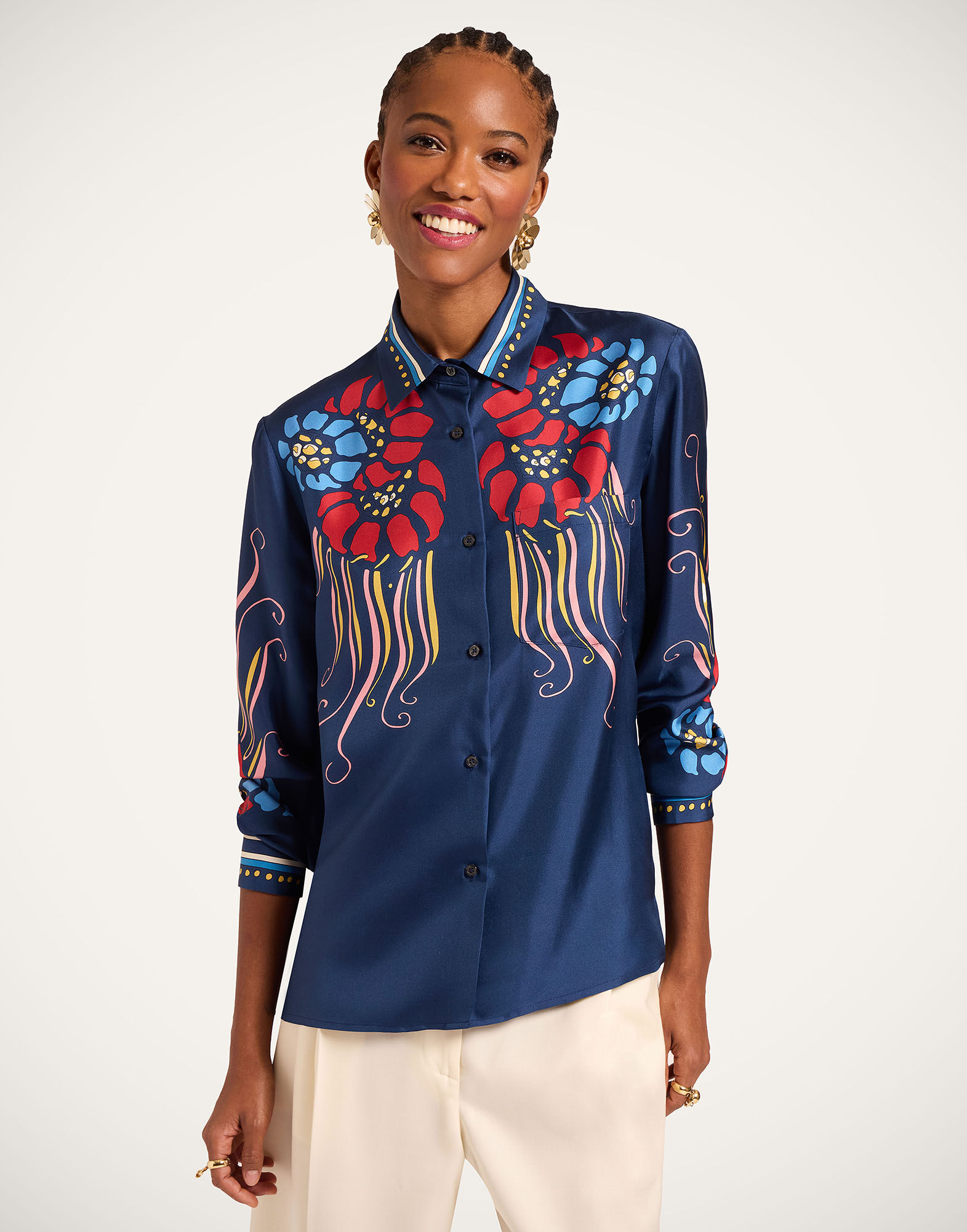 La DoubleJ Boy Shirt Lemuria Plac&eacute;e Navy SHI0040SIL006LEM02BU06