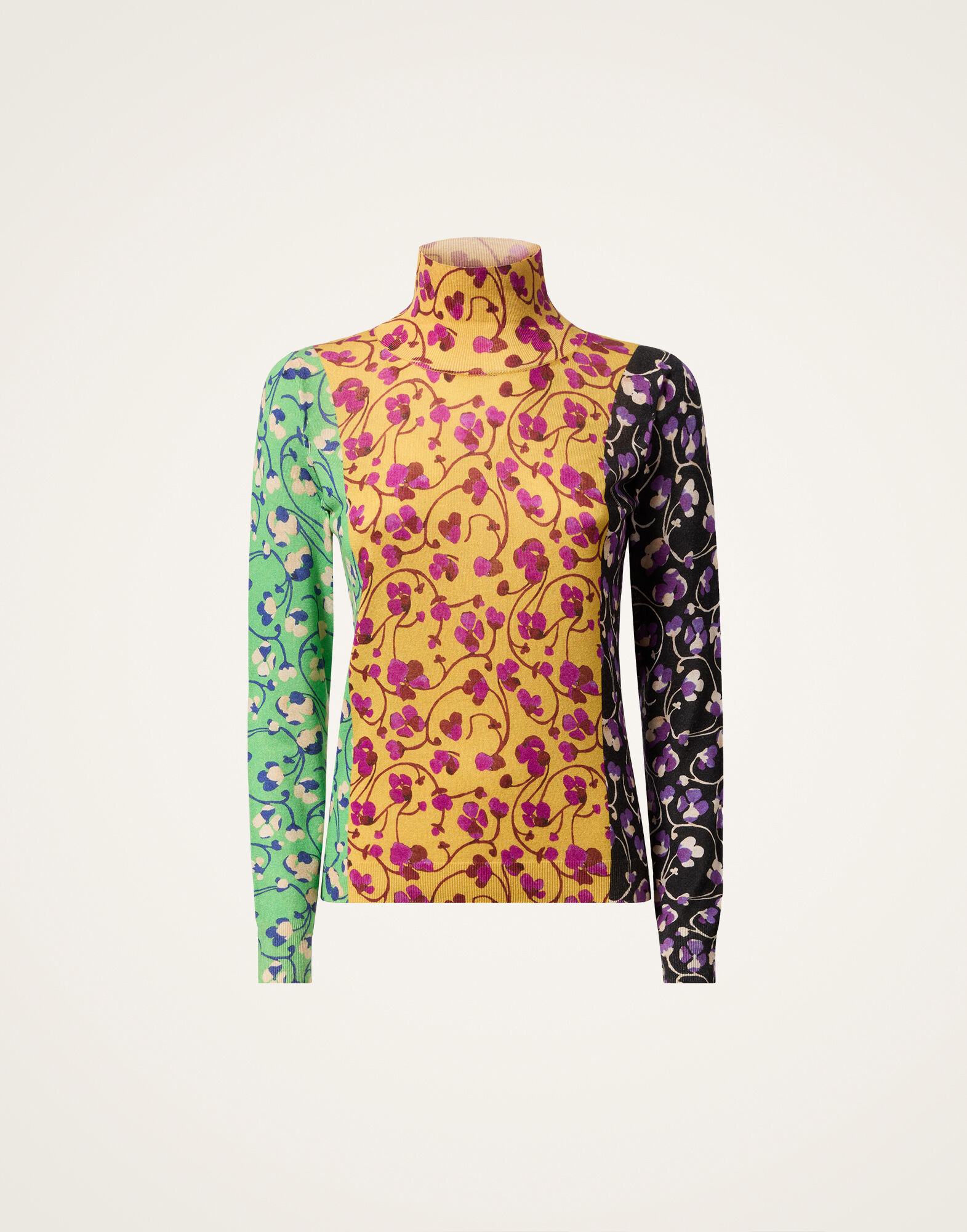 La DoubleJ Silky Turtleneck Honeysuckle Tricolor Yellow PUL0302KNI172VA455YE02