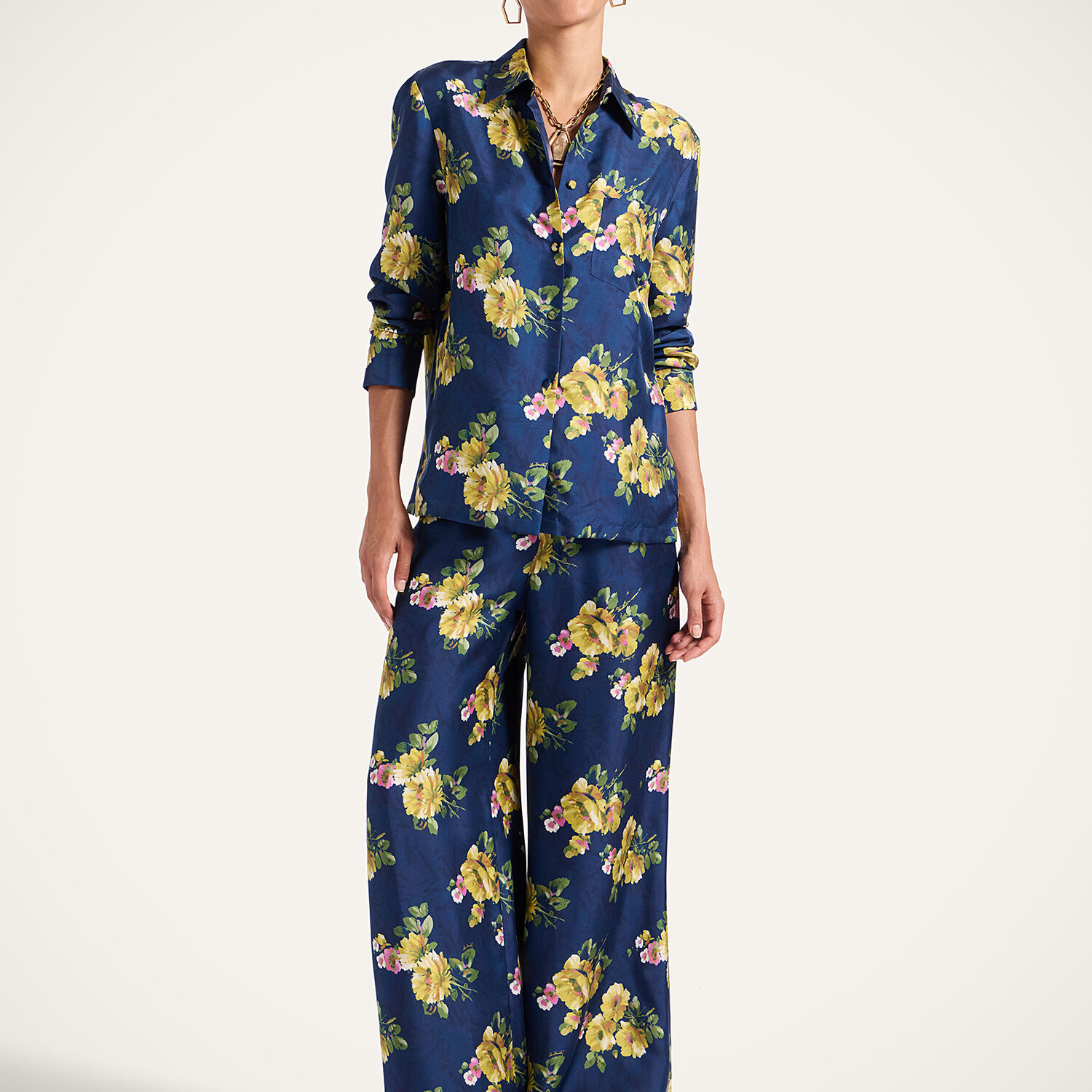 La Doublej Palazzo Pants Riptide Midnight Blue In Blue