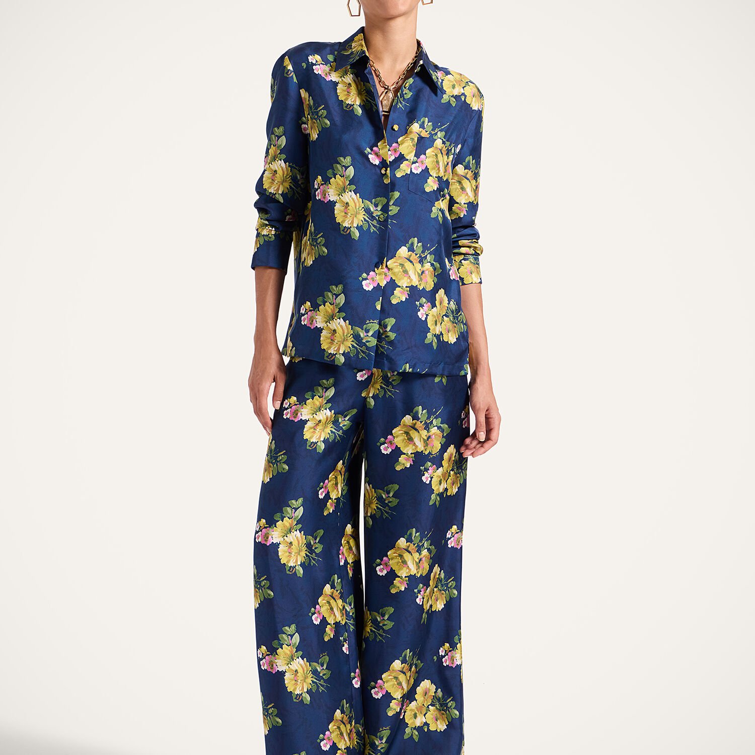 La Doublej Palazzo Pants Riptide Midnight Blue In Blue