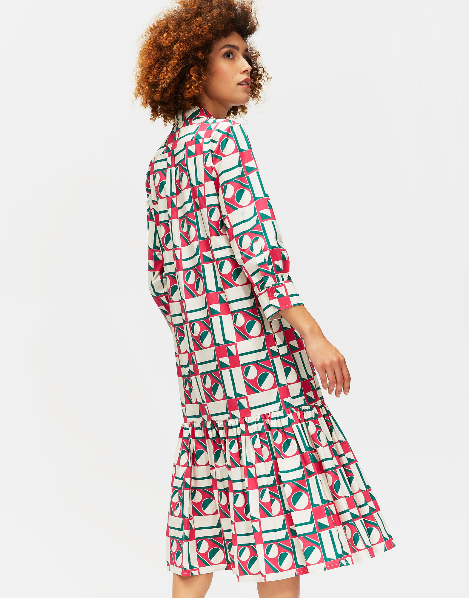 LaDoubleJ Getting my Croissant Dress Geometrico Rosa DRE0028COT001GEO0002