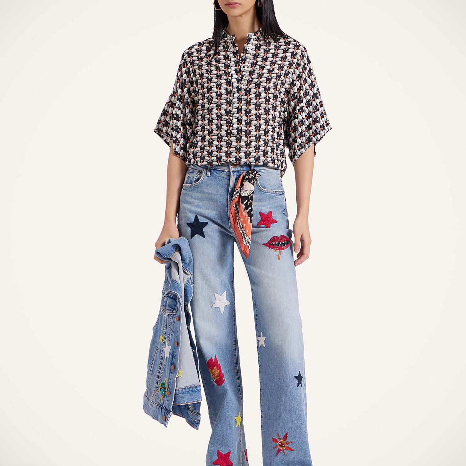 La Doublej X Estelle Blouse Petaltail Shirt In Petaltail Black