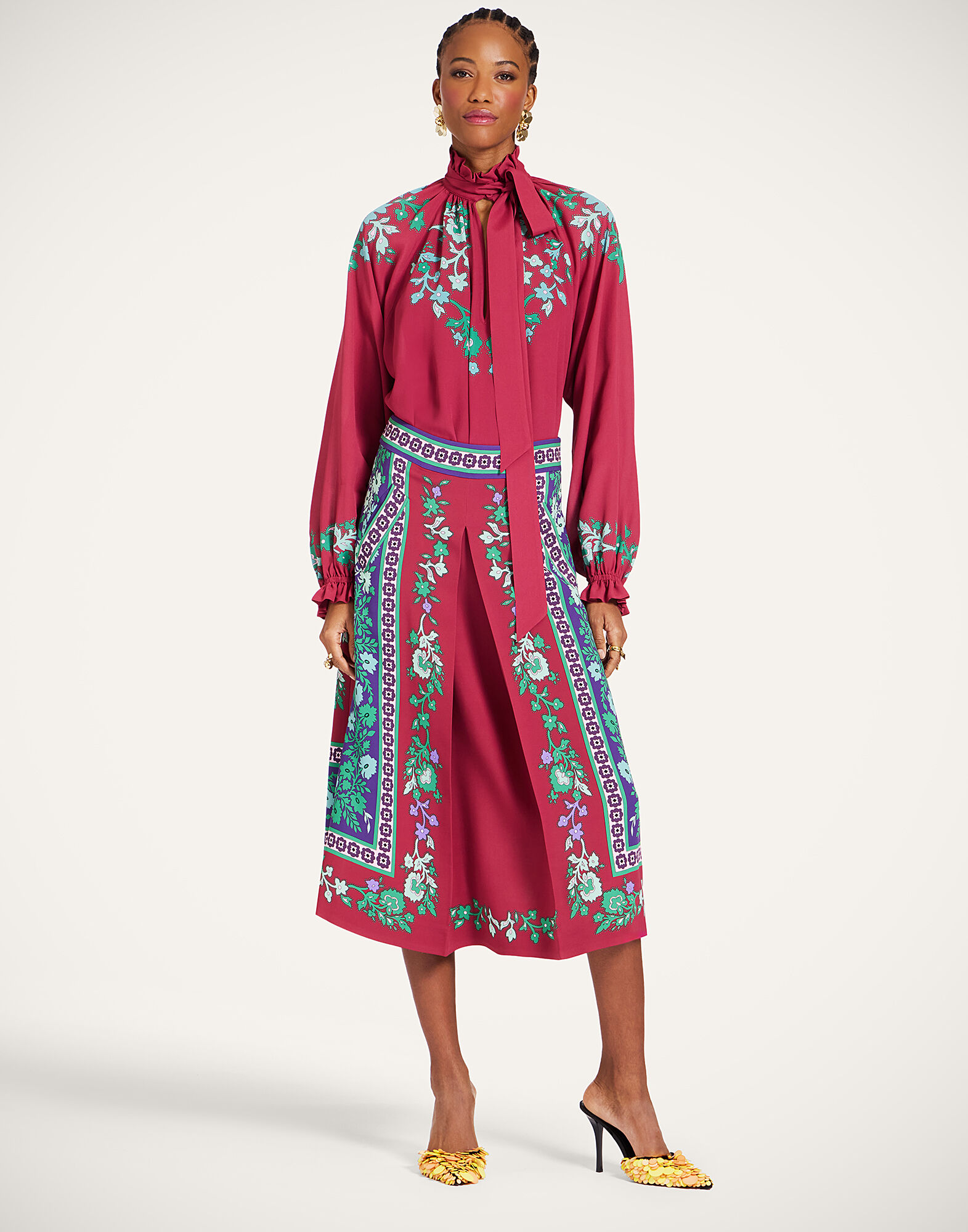 La DoubleJ Cerere Blouse Regalia Plac&eacute;e Red SHI0086VIS019REG02RE01