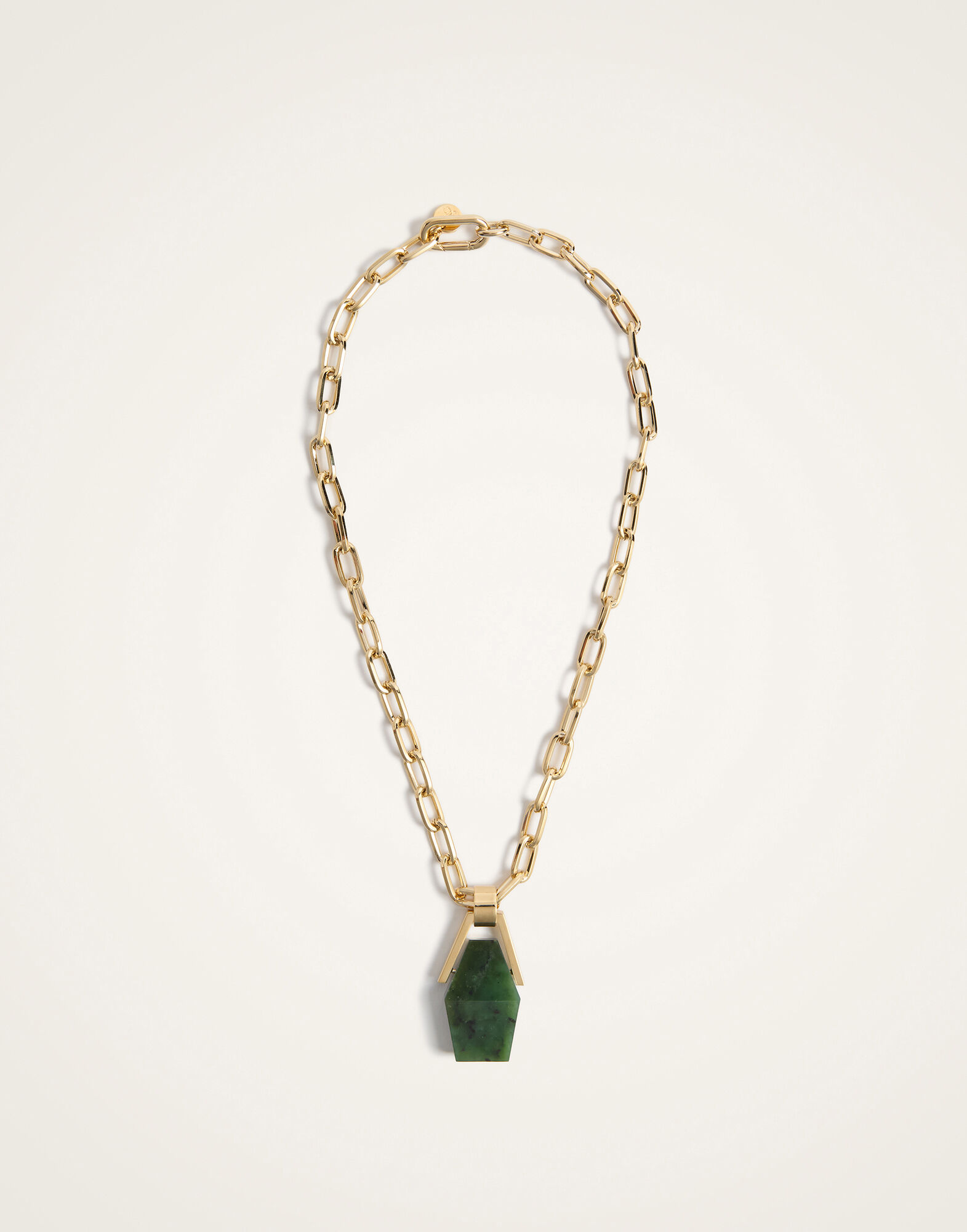 La DoubleJ Portal Necklace 24K Gold Plate & Green Jade NEC0021BRA003JAD01YE05