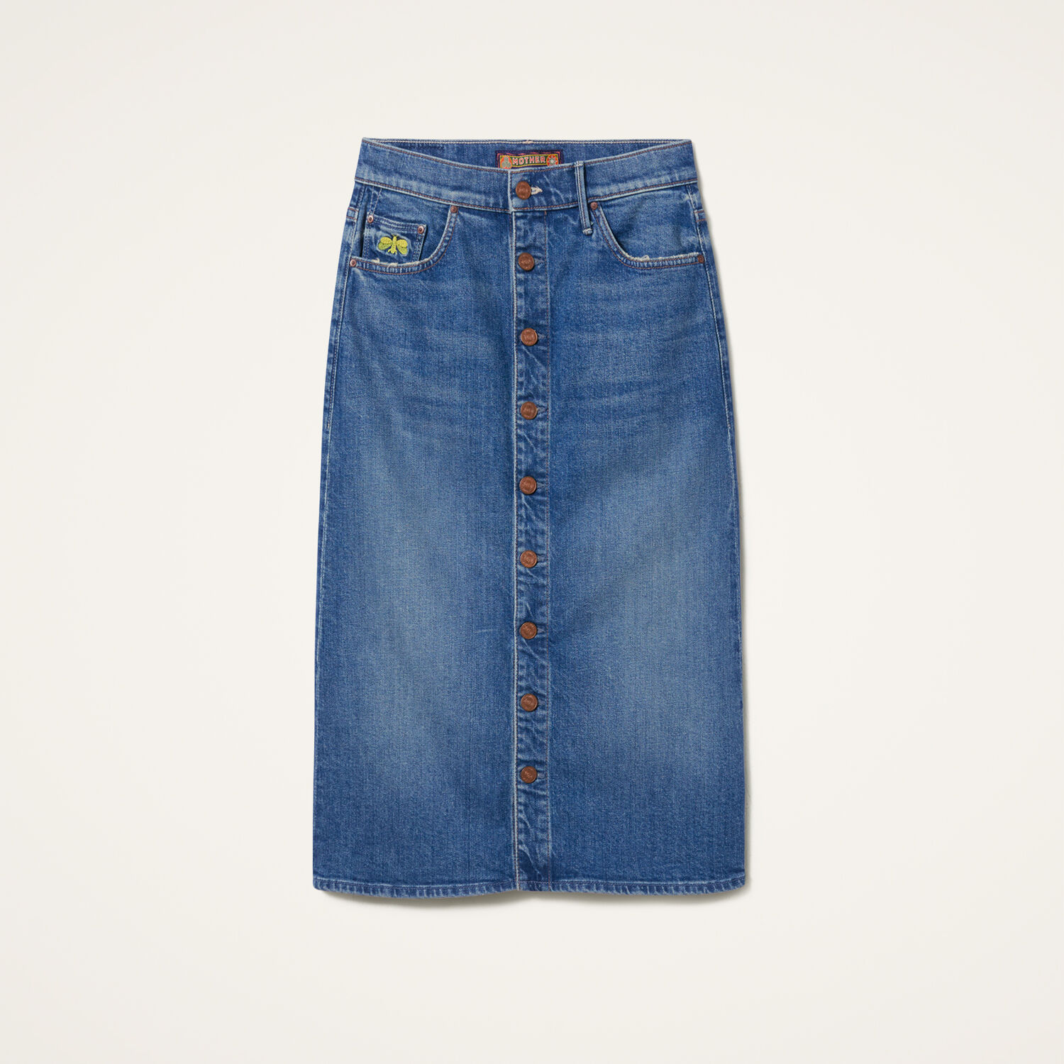 La Doublej The Button Front Vagabond Midi Skirt In Family Affairs Blue