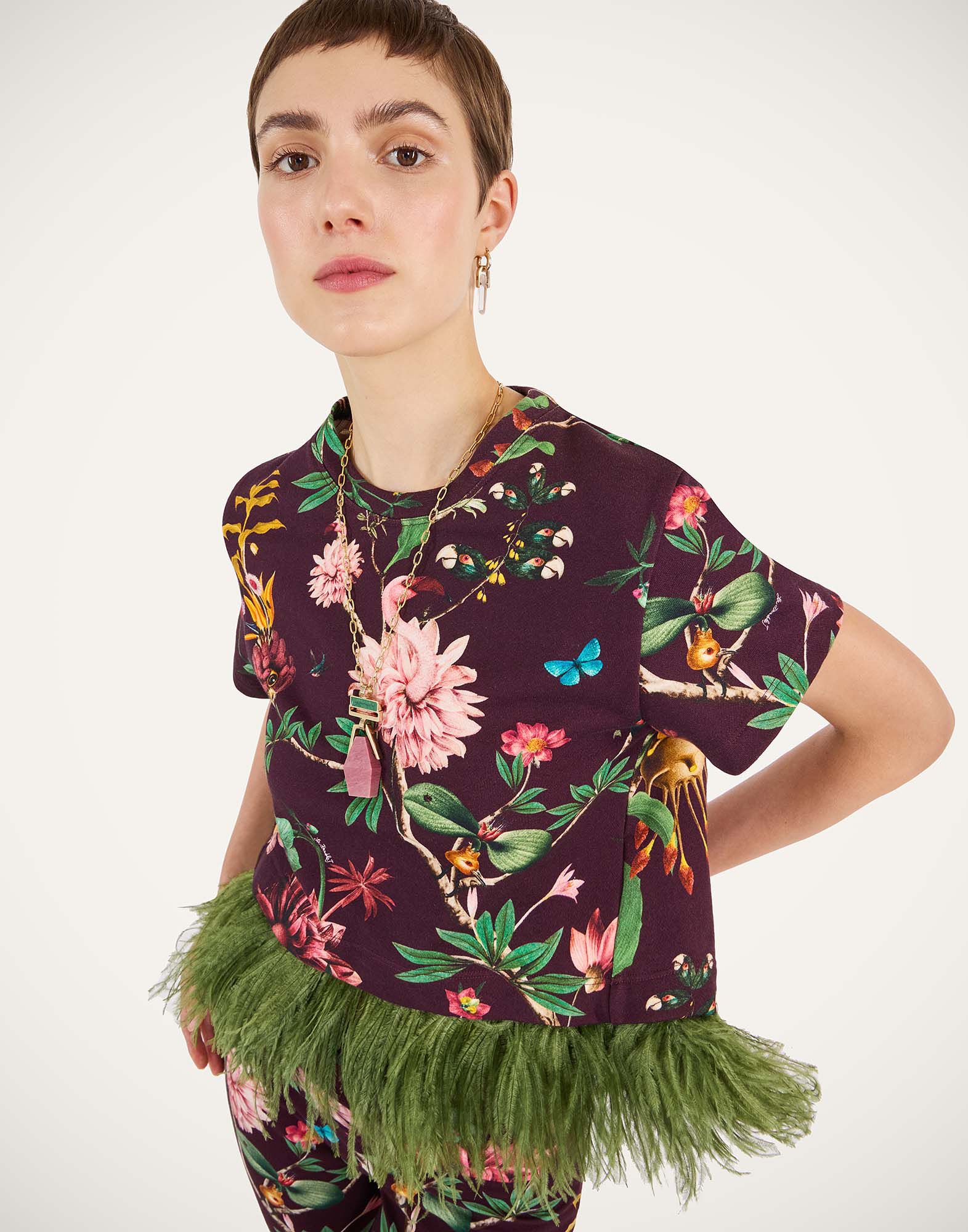 La DoubleJ La Scala Tee Zooflora Burgundy TSH0026JER039ZOF02RE02