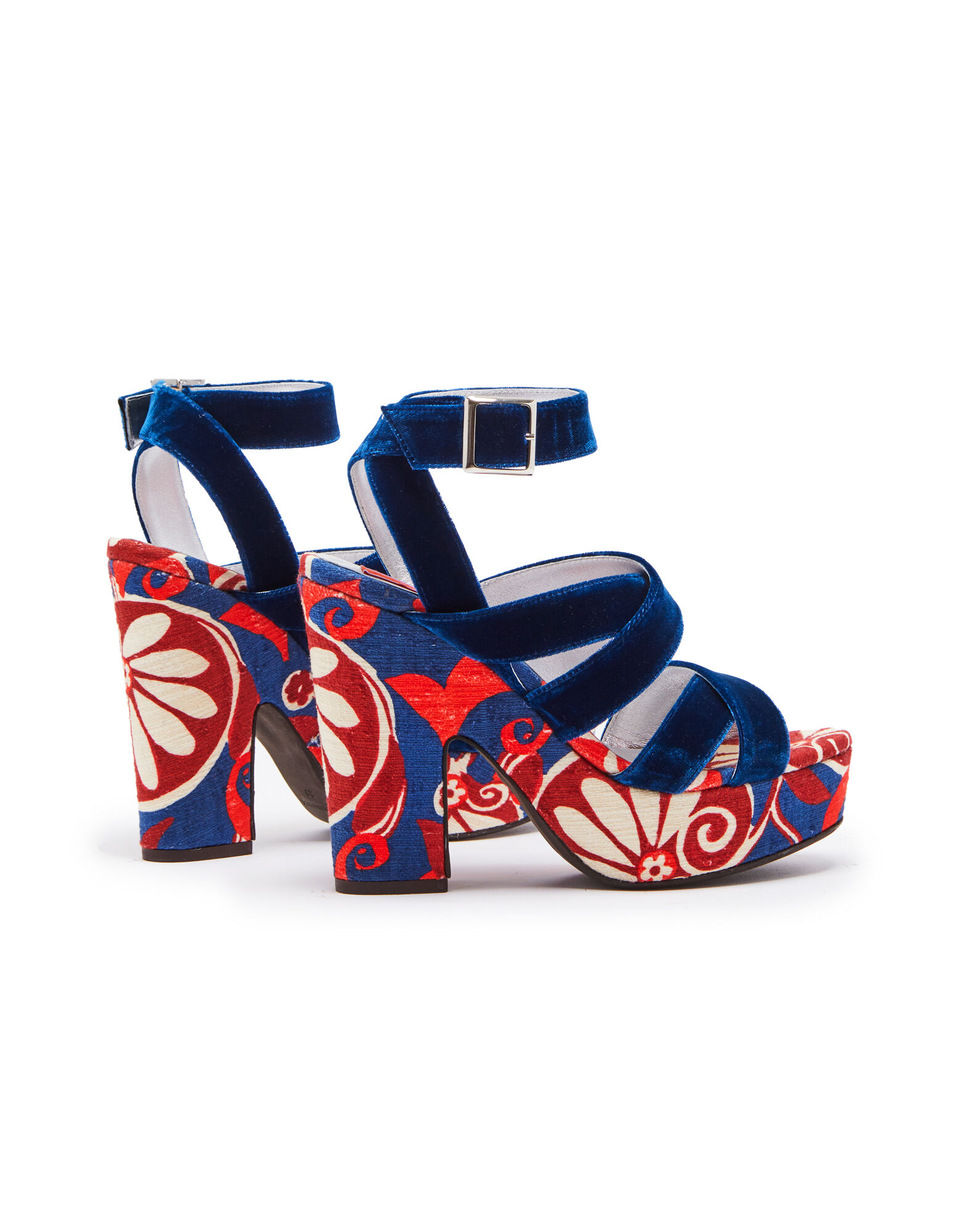 La DoubleJ Medal Wedge Moonflower Navy SHO0079COT005MOO01BU06