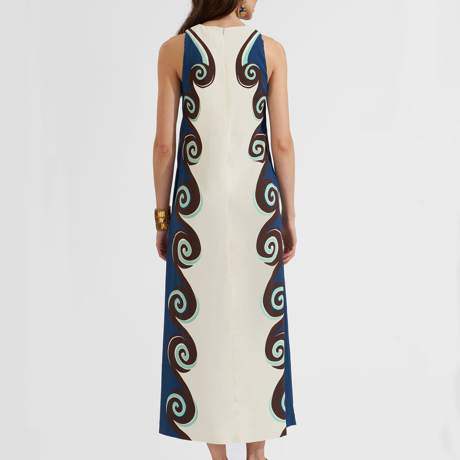 La Doublej Racer Dress (placed) In Stucco Light Blue