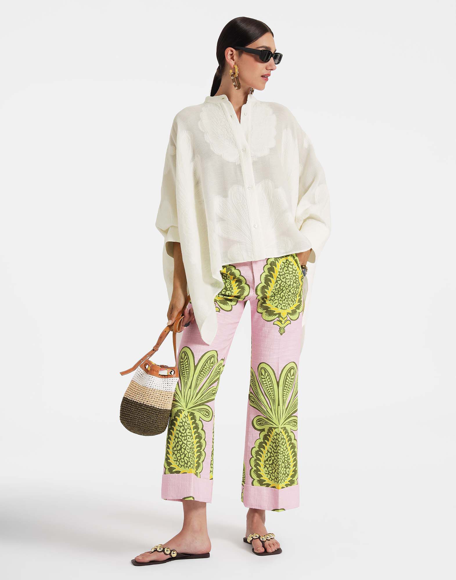 La DoubleJ Hendrix Pants Big Pineapple Pink TRO0014COT005PNP01PI01