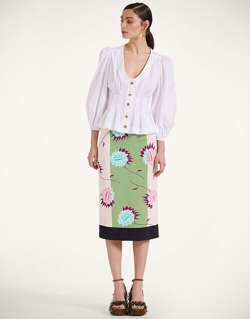 La DoubleJ Pencil Skirt Derby Plac&eacute;e Multicolor SKI0022VIS011DER03MU01