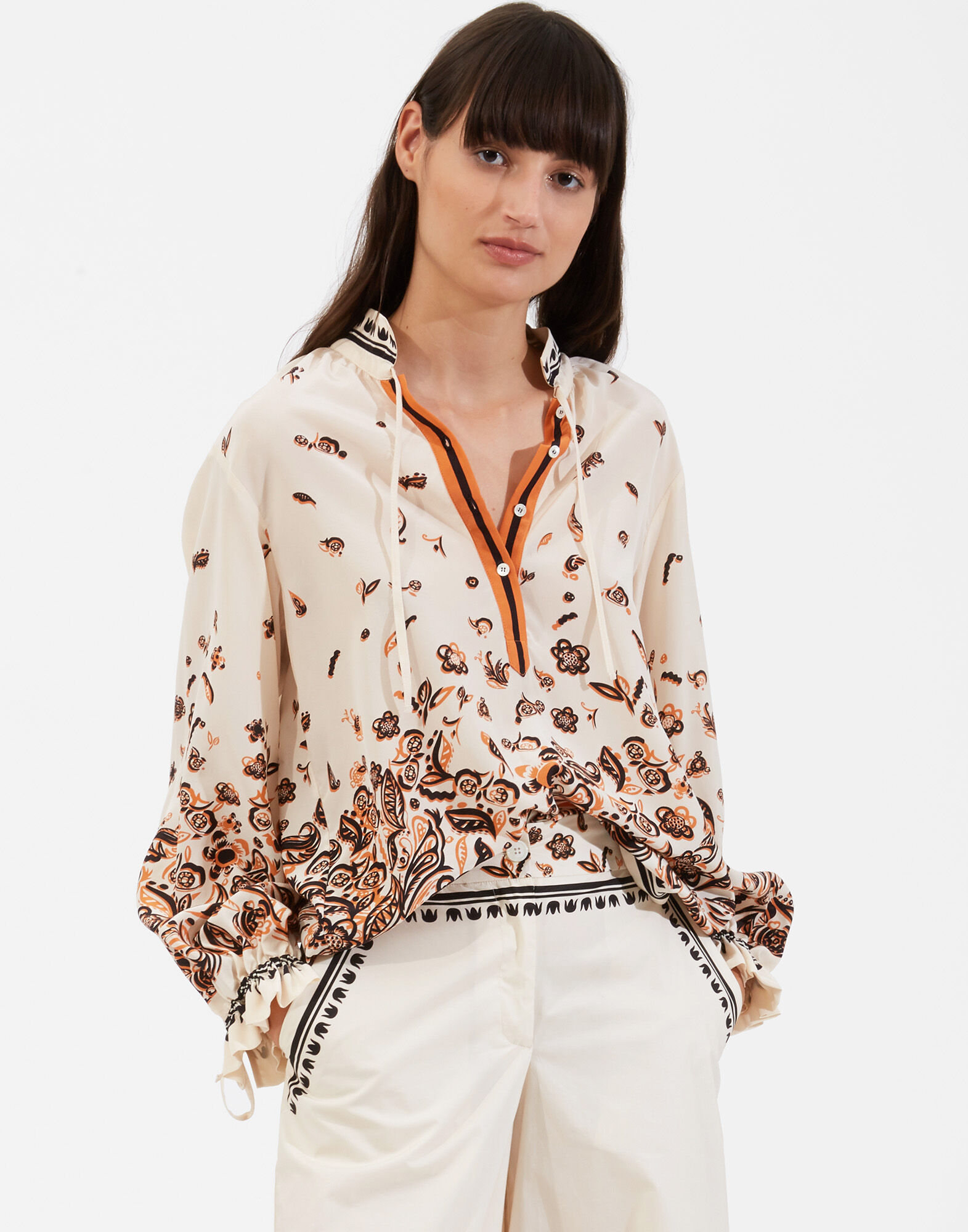 La DoubleJ Shirt And Sassy Fauve Plac&eacute;e SHI0061CRE002FAU0003