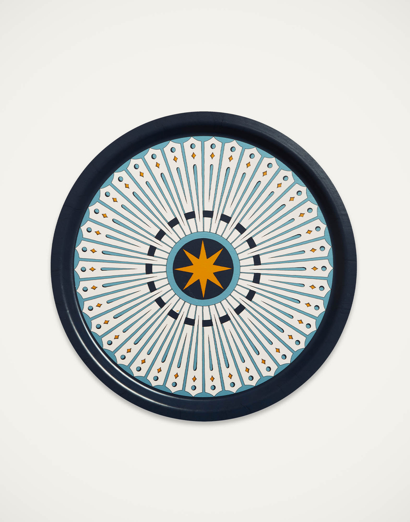 La DoubleJ Round Printed Tray La DoubleJ Round Printed Tray Feria Midnight TRA0002WOD001FER01BU04