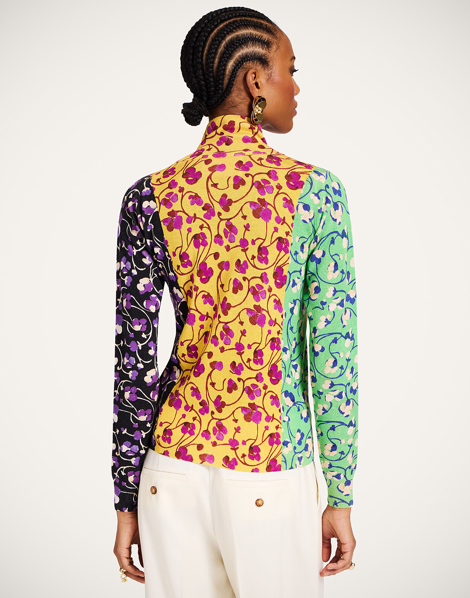 La DoubleJ Silky Turtleneck Honeysuckle Tricolor Yellow PUL0302KNI172VA455YE02