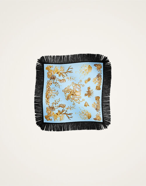 La DoubleJ Reversible Fringe Foulard 90 Oceania Plac&eacute;e Light Blue SCA0073SIL006OCE01BU01
