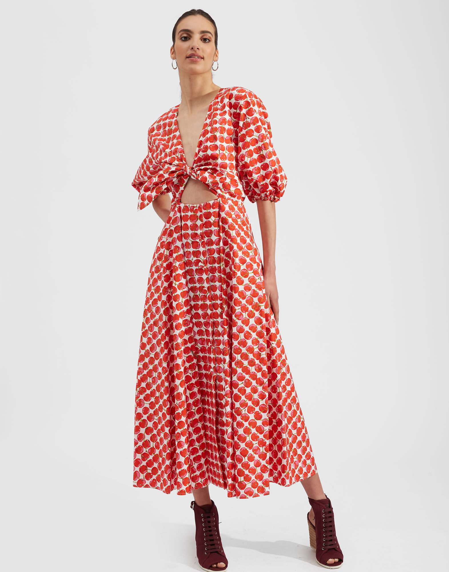 La DoubleJ Peek-A-Boo Dress White Cherries DRE0356COT001CHY0002