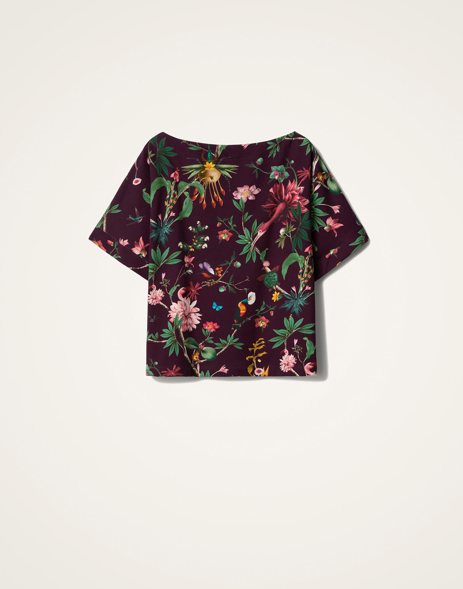 La DoubleJ Meditation Poncho Zooflora Burgundy TOP0055JER020ZOF02RE02