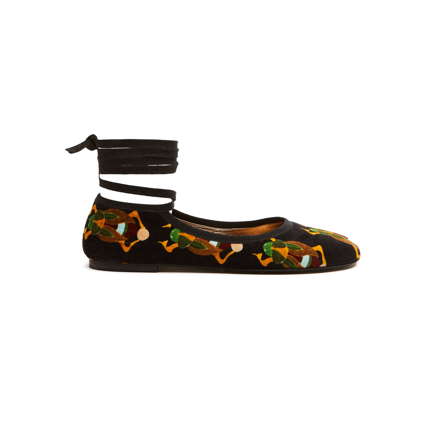 La Doublej Winter Ballerina Flats In Scarab Black