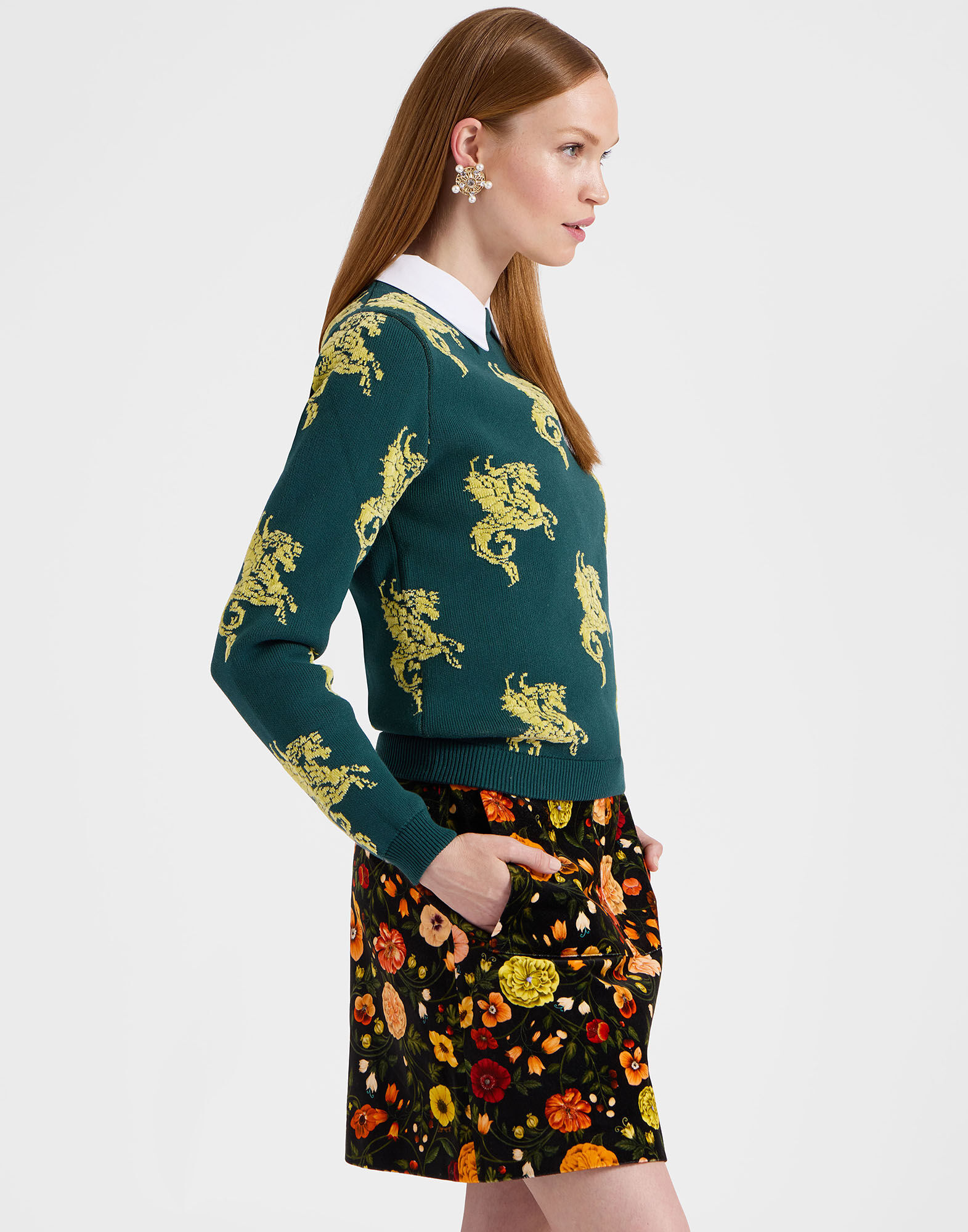 La DoubleJ Gryphos Sweater Dark Green PUL0205KNI121VA273GR03