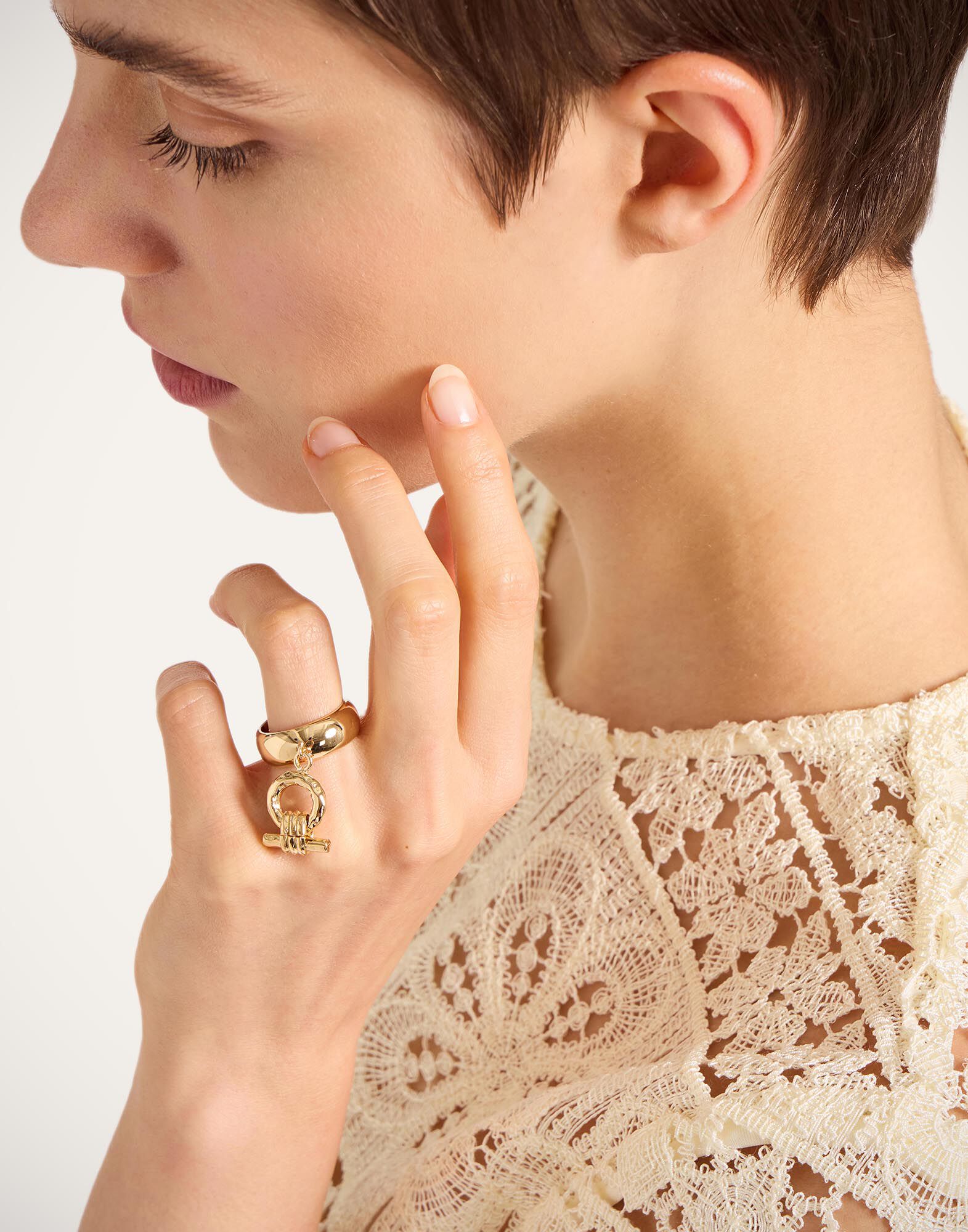 La DoubleJ Shen Loop Ring 24K Gold Plate RIN0014BRA003SOLIDYE05