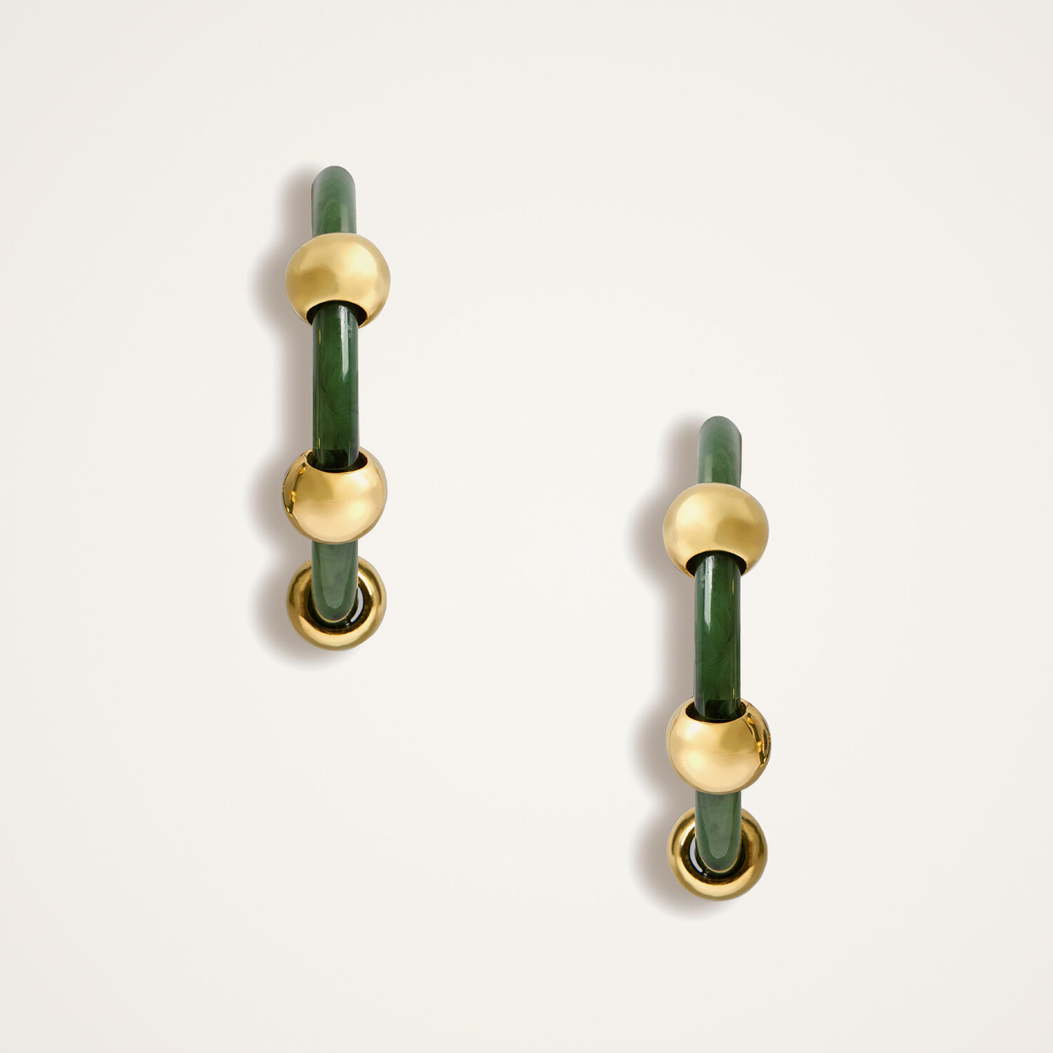 La Doublej Studded Hoop Earrings In Solid Camouflage