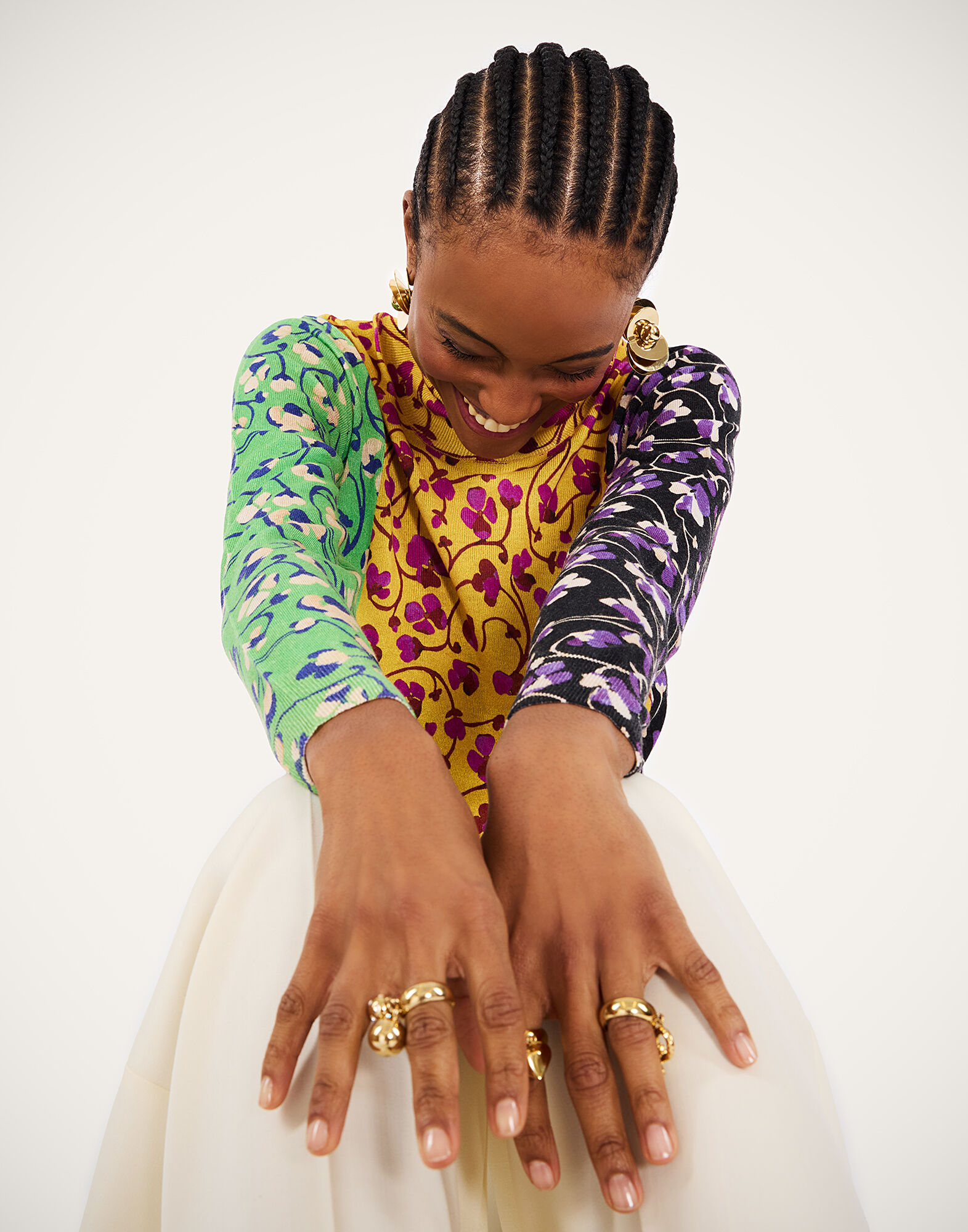 La DoubleJ Silky Turtleneck Honeysuckle Tricolor Yellow PUL0302KNI172VA455YE02