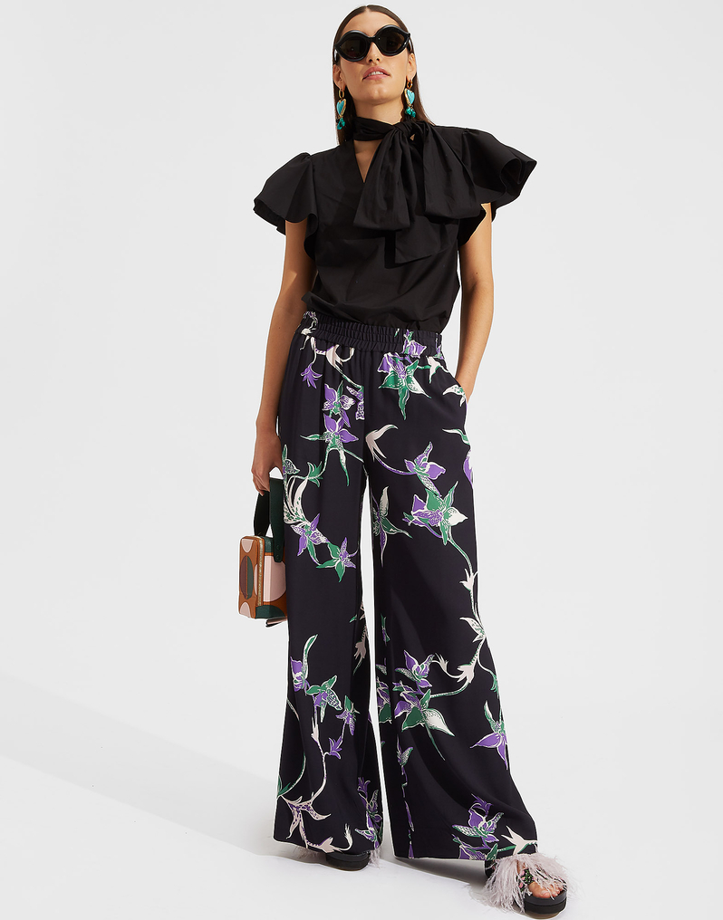 LaDoubleJ Palazzo Pants LaDoubleJ Palazzo Pants Orchidee Nero TRO0003SAB001ORC0003