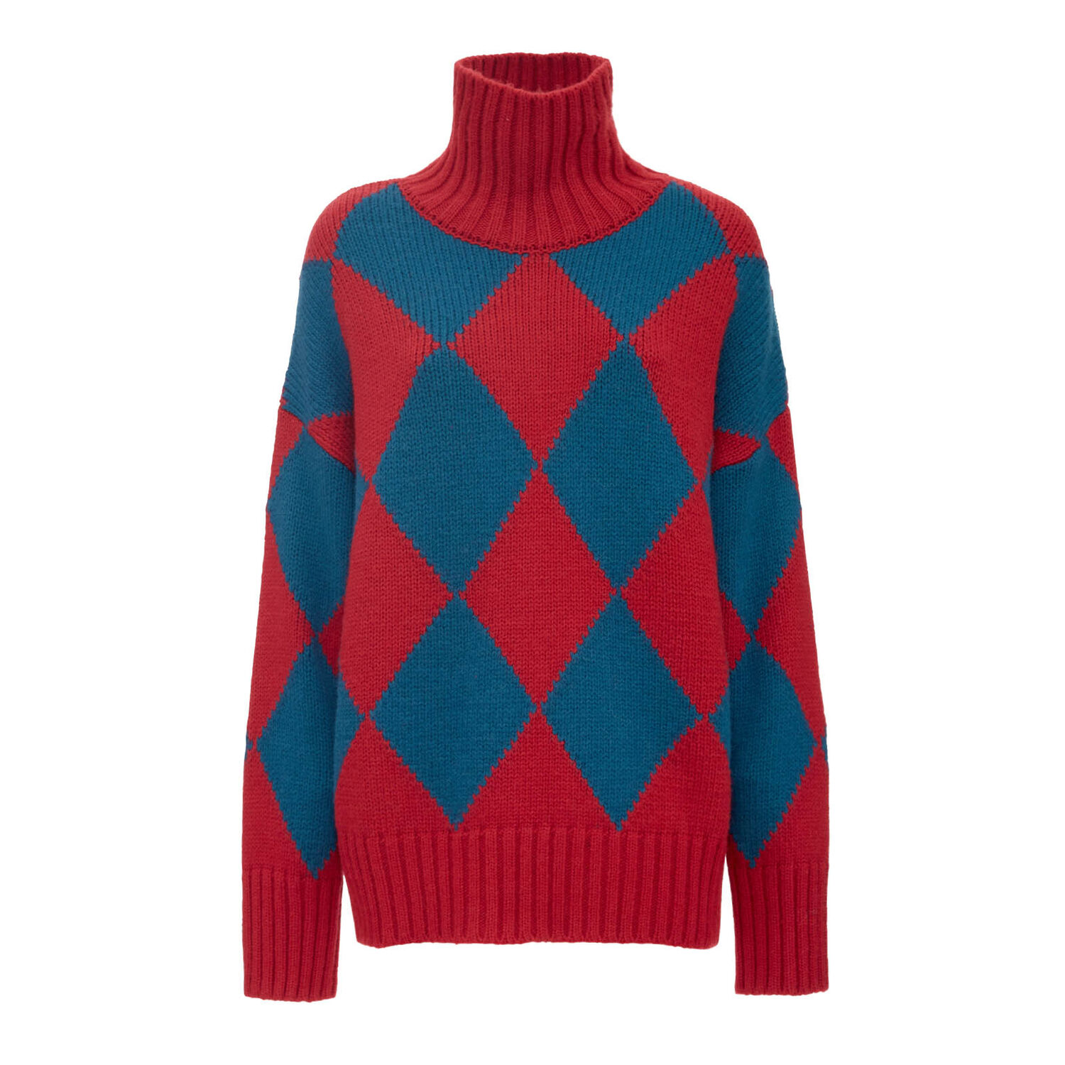 Shop La Doublej Argyle Sweater In Red & Blue