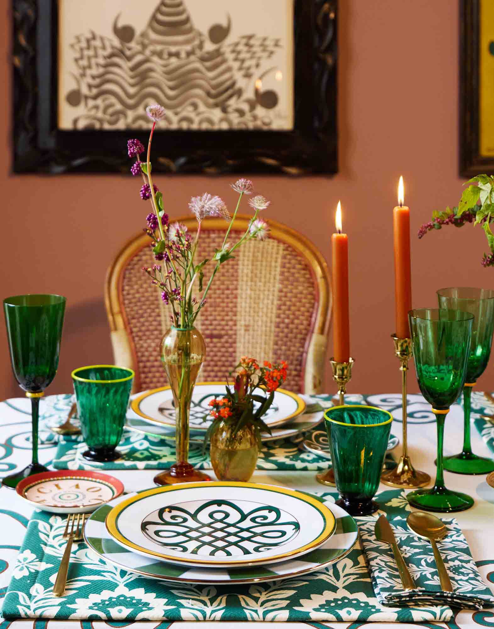 La DoubleJ Rainbow Glass Set of 2 Green GLA0014MUR001GRE0001