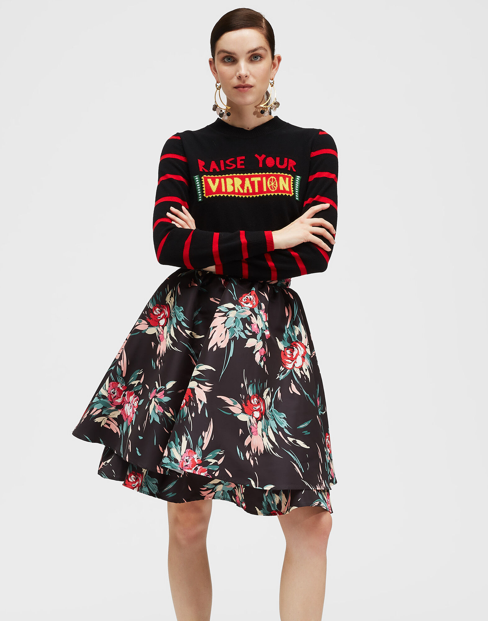 LaDoubleJ Skinny Crew Neck Solid Black PUL0038KNI029BLA0001