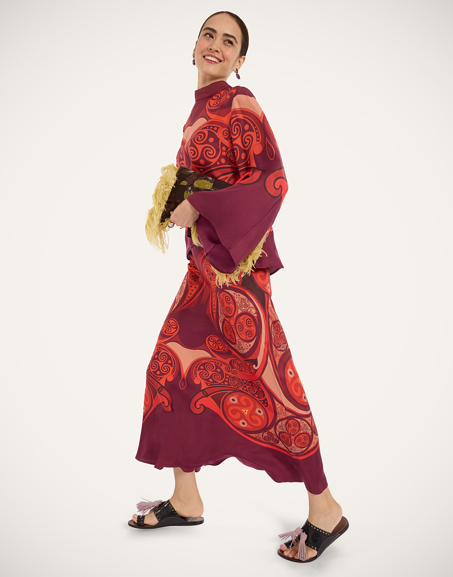 La DoubleJ Sleek Skirt Alchemy Plac&eacute;e Dark Red SKI0127SIL017ALC03RE40