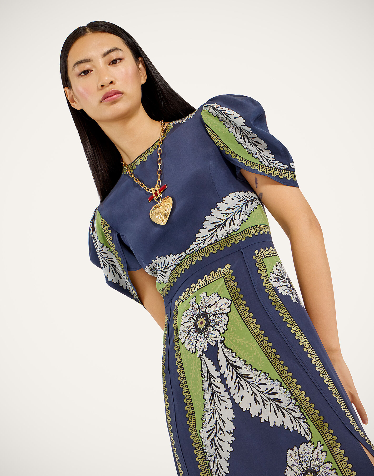 La DoubleJ Cherie Scarf Dress Bounty Plac&eacute;e Navy DRE0936CRE002BOU01BU06