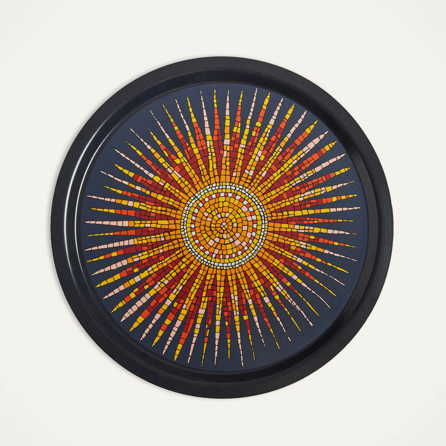 La Doublej Round Printed Tray In Sunrays Midnight