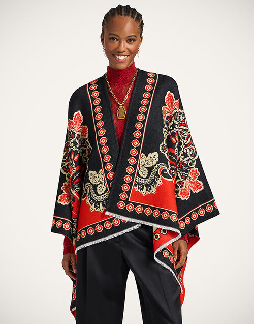 La DoubleJ Soul Poncho Cornucopia Placée Black SCA0059WOL025CRN03BL01