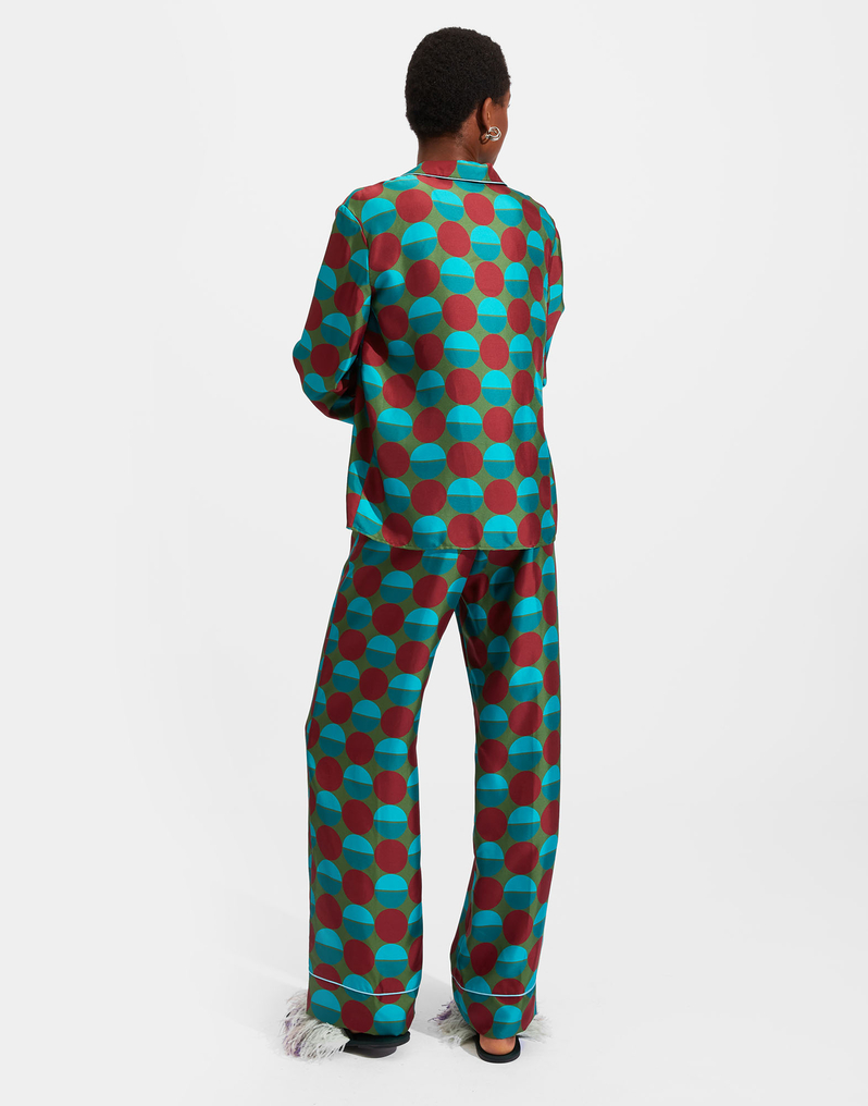 La DoubleJ Silk Pajama La DoubleJ Silk Pajama Sfere Grandi Verde PJM0001SIL001SFE0015