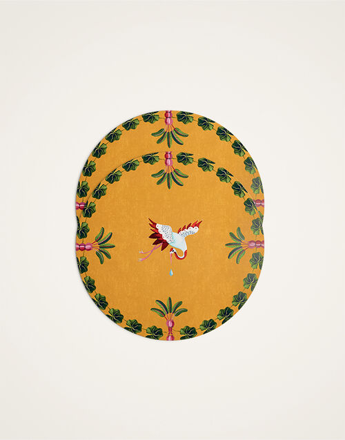 La DoubleJ Disk Placemats Set of 2 Spirit Stork Saffron PMT0032CRK001HLE09YE09