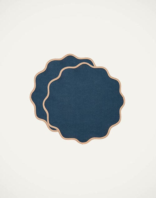 La DoubleJ Cloud Placemat Set Of 2 La DoubleJ Cloud Placemat Set Of 2 Rainbow Navy TBM0003LIN006RAI0031