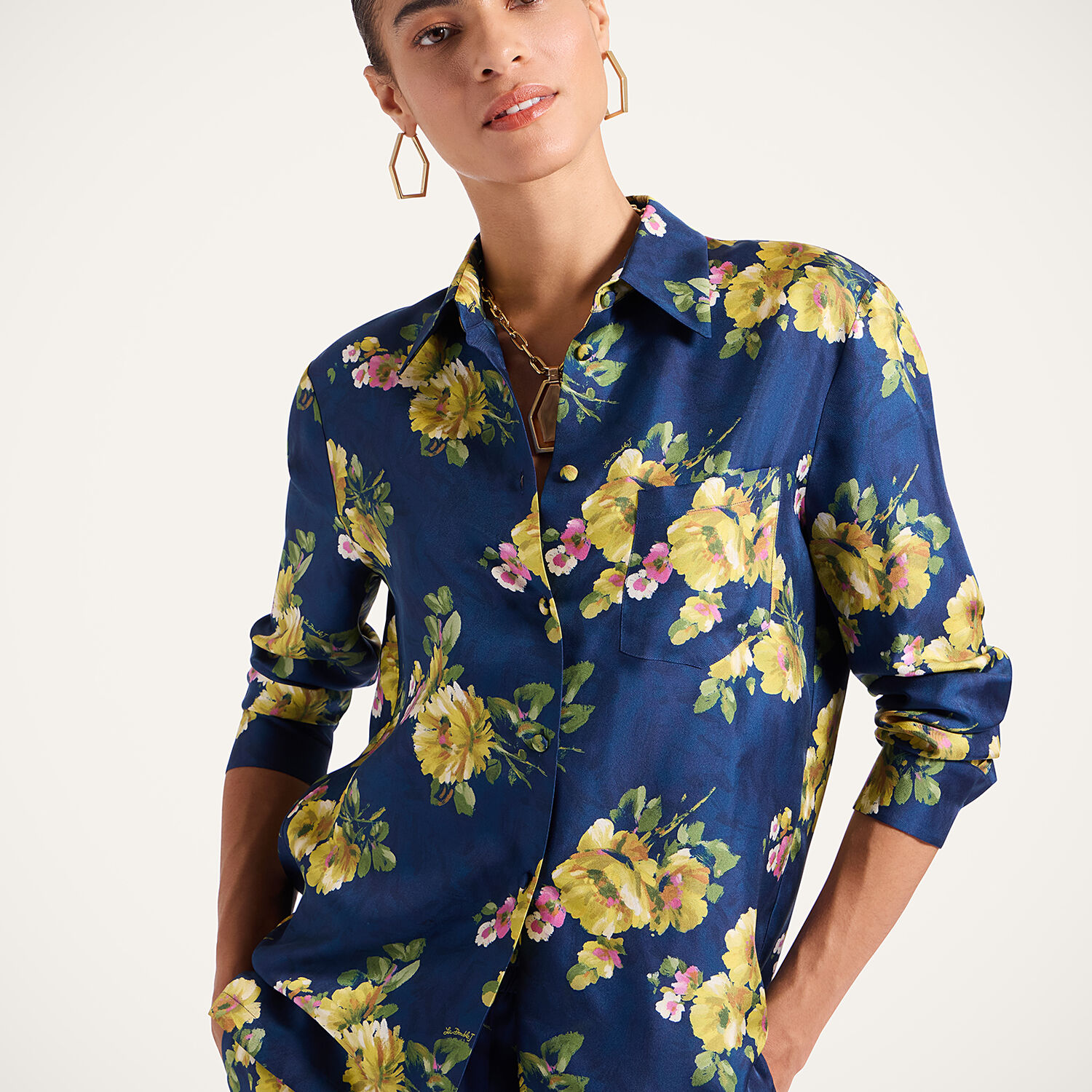 La Doublej Floral Button-fastening Shirt In Blue