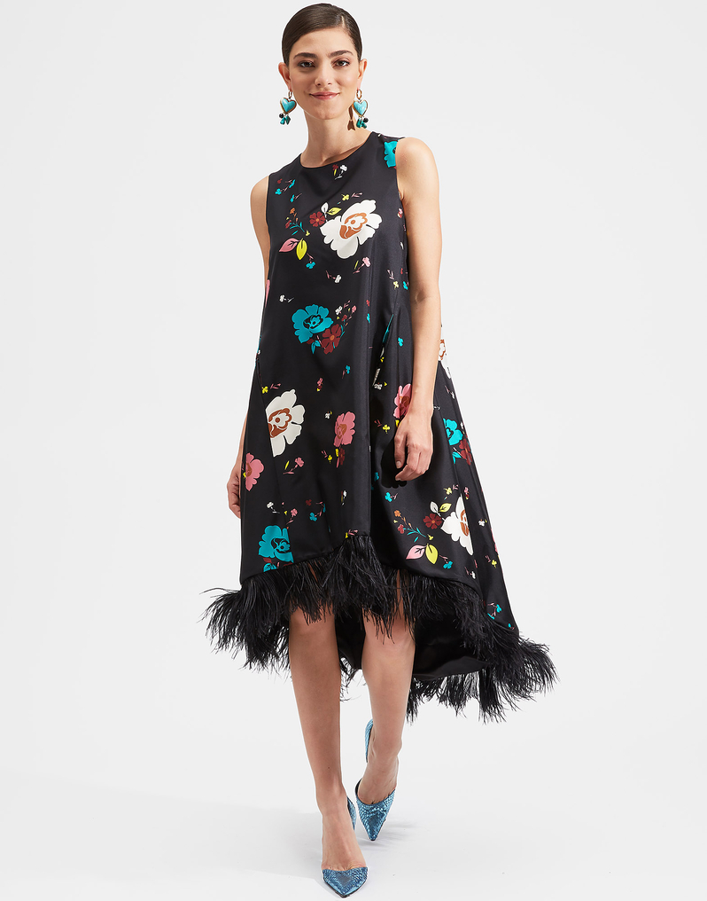 LaDoubleJ La Scala High Dress (With Feathers) LaDoubleJ La Scala High Dress (With Feathers) Giardino Nero DRE0211FAI001GIA0002