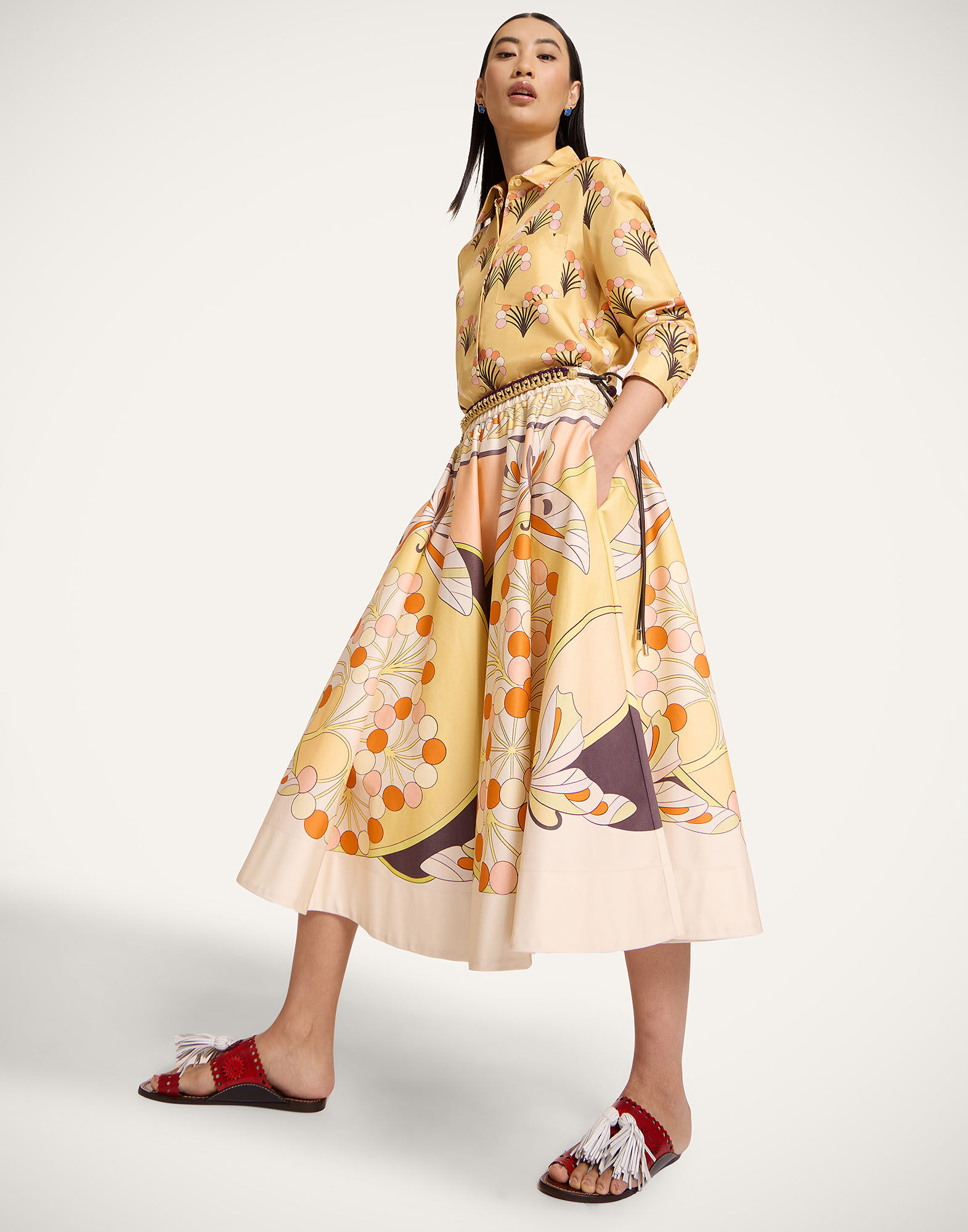 La DoubleJ Ballerina Skirt Florette Plac&eacute;e Pale Pink SKI0199COT094FLO08PI02