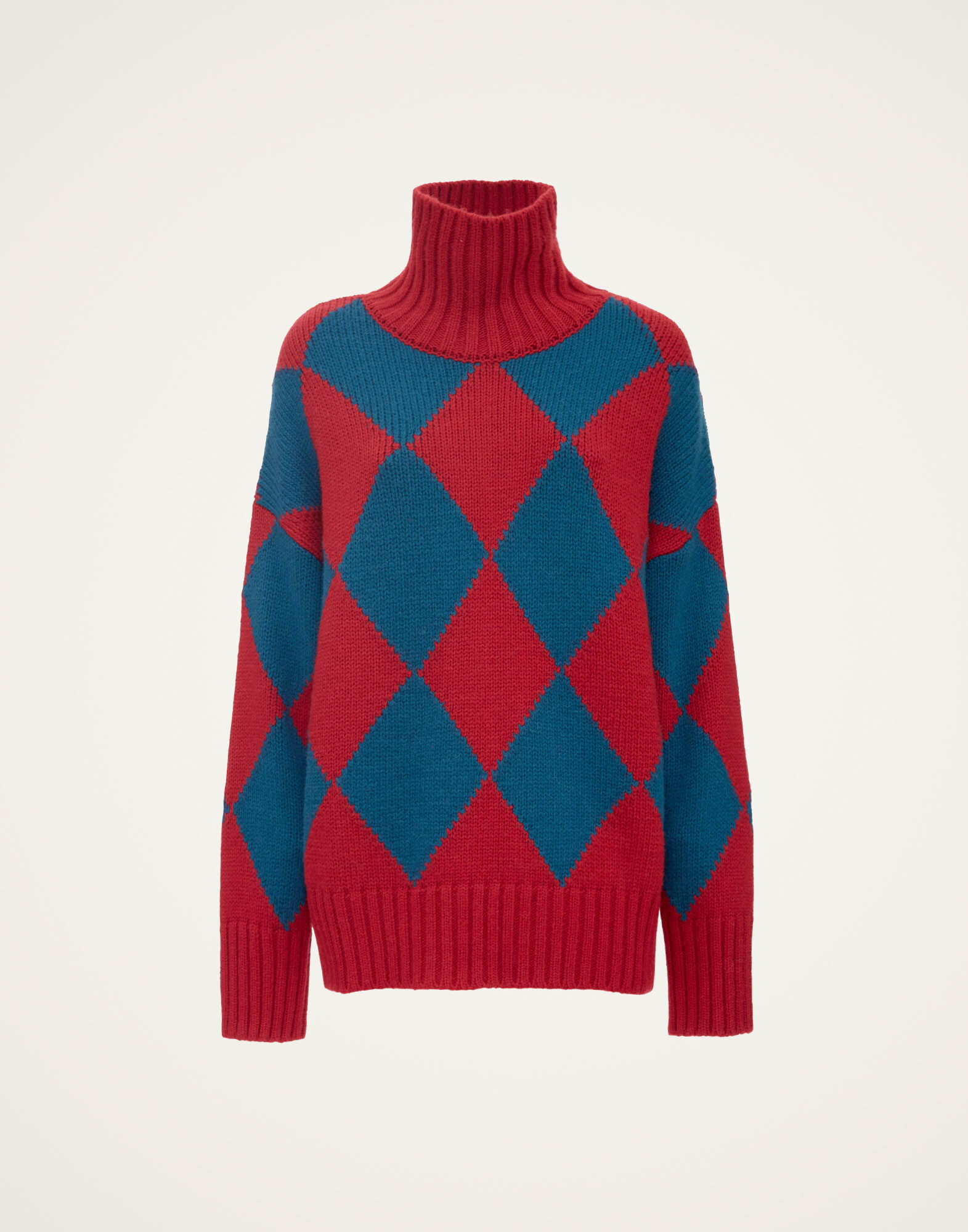 La DoubleJ Argyle Sweater Red & Blue PUL0091KNI064VA183RE01