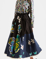 LaDoubleJ Sardegna Skirt &#40;Placed&#41; Butterfly Nero SKI0044COT015BUT0004