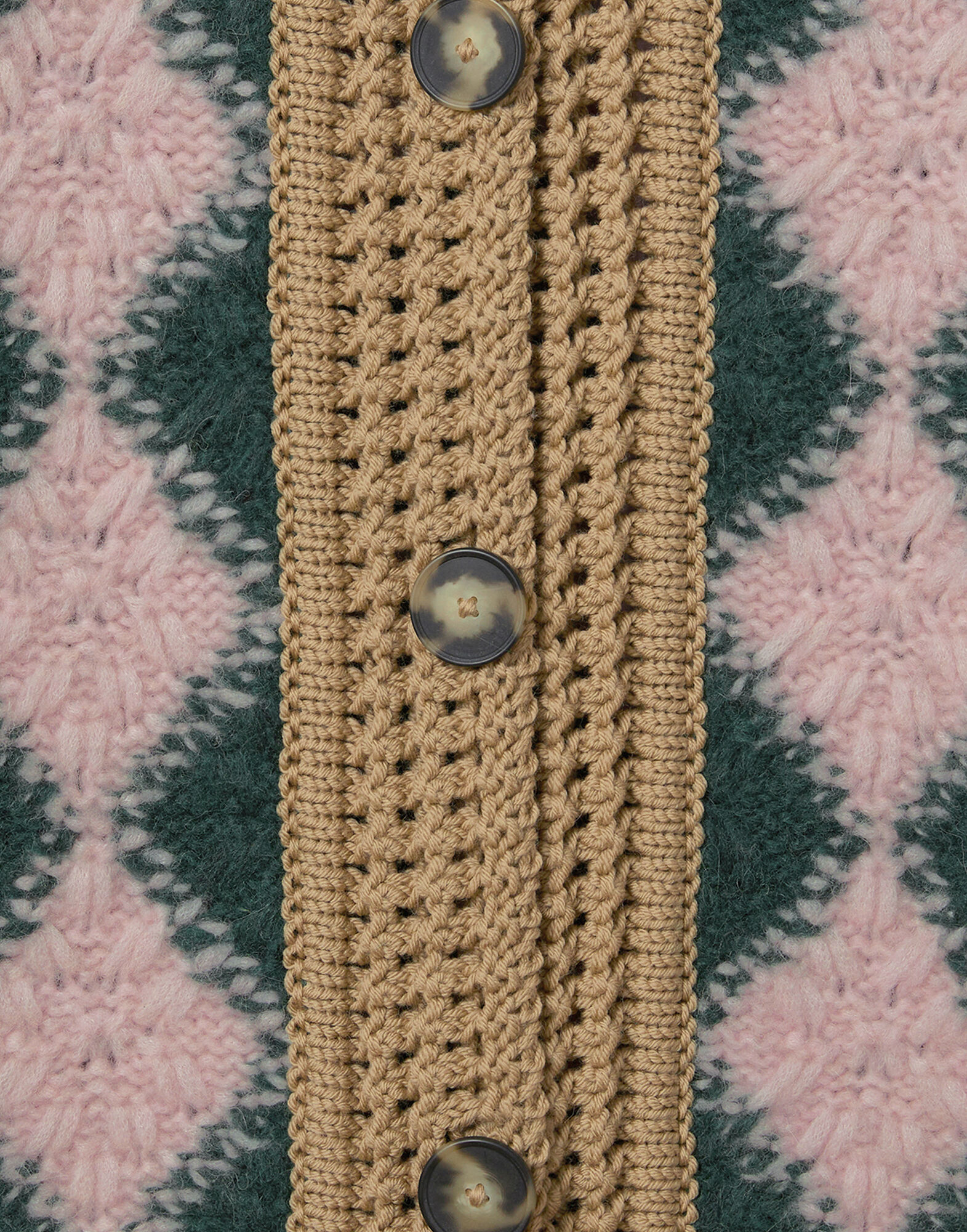 La DoubleJ Crochet Bowling Cardigan Multicolor Pink & Dark Green PUL0290KNI167VA400PI01