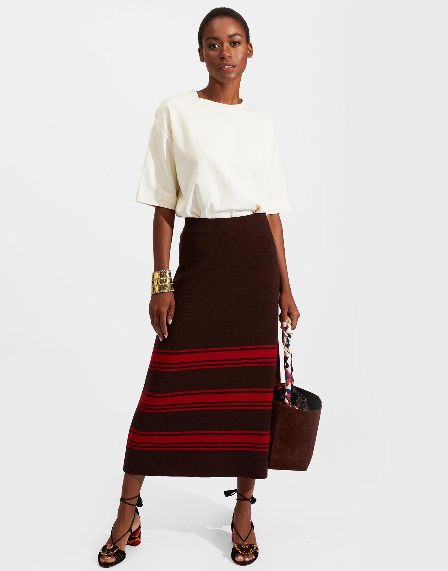 La DoubleJ Tones Skirt Moro / Rosso SKI0077KNI065VAR0132