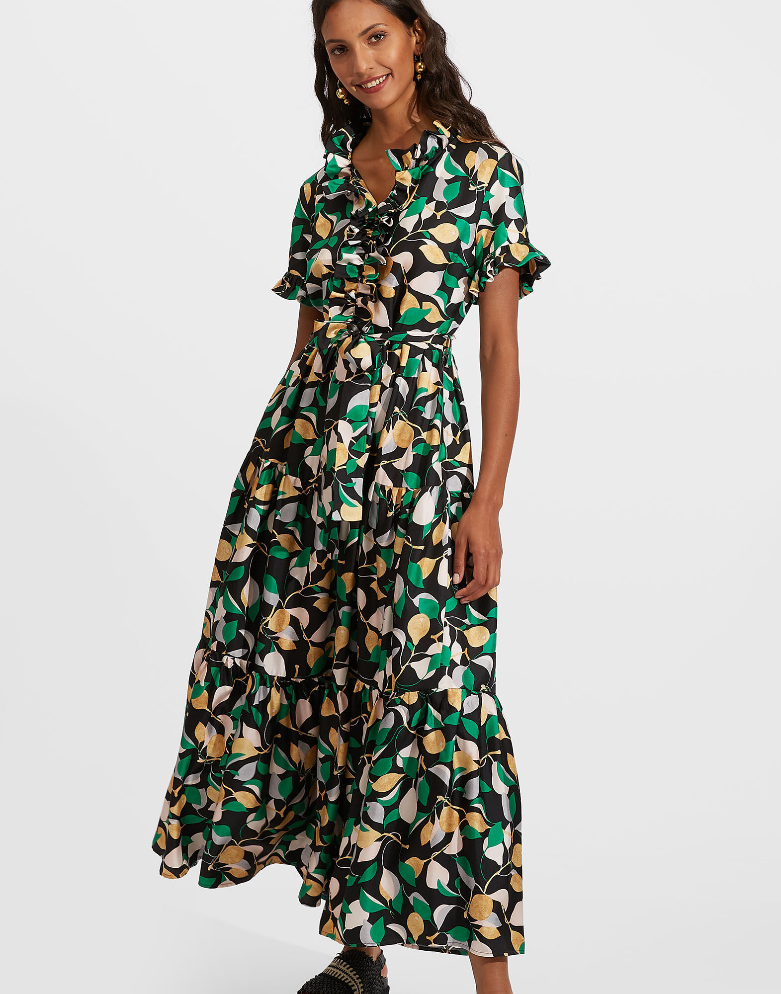 Country road dotted floral outlet maxi