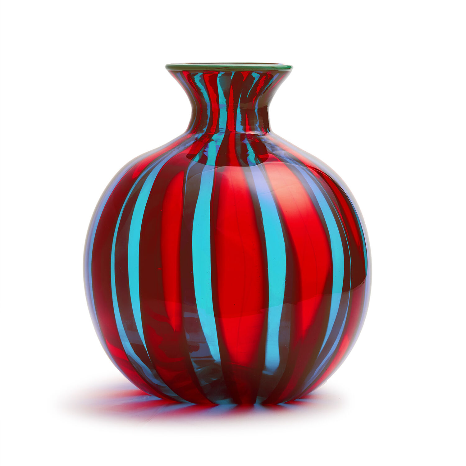 La Doublej Mini Ciccio Vase (rigadin) In Rosso/acquamare