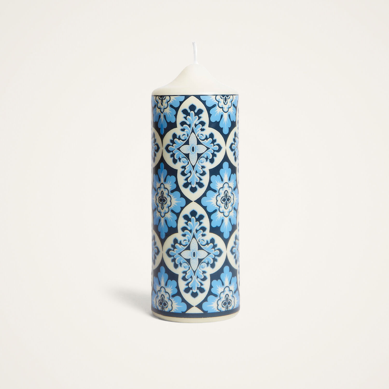 La Doublej Palazzo Printed Pillar Candle In Palazzo Blue