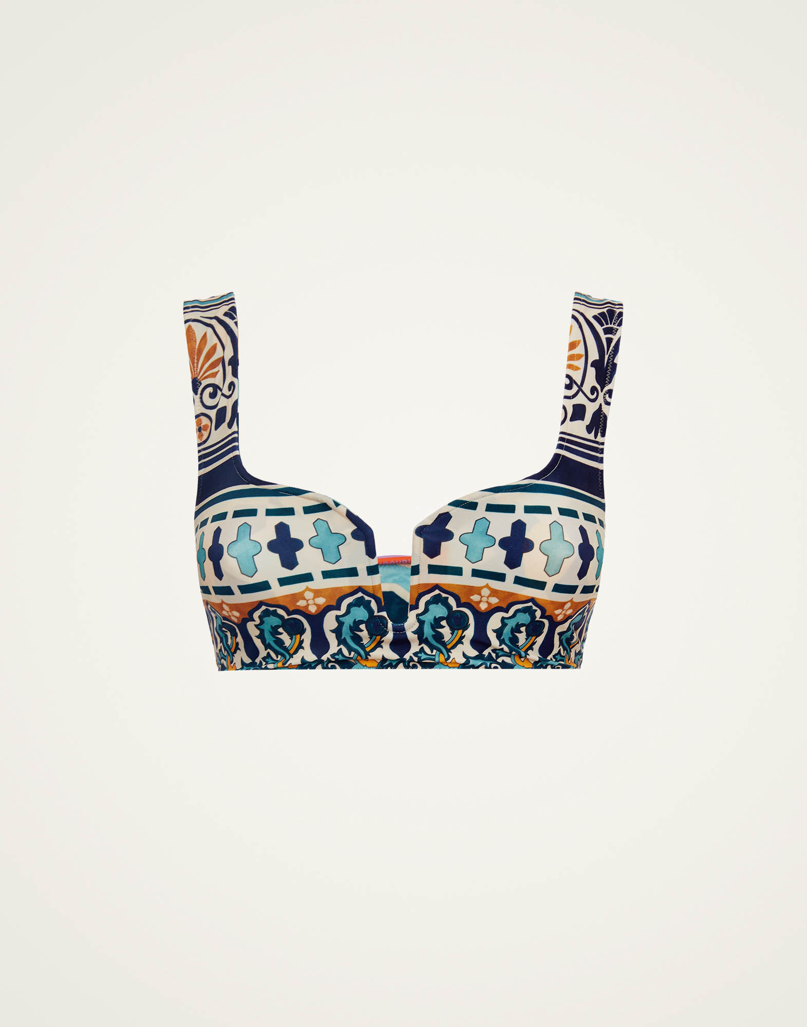 La DoubleJ Barbarella Bikini Top Casareale Small Plac&egrave;e Cream SWI0049LYC001REA02WH03