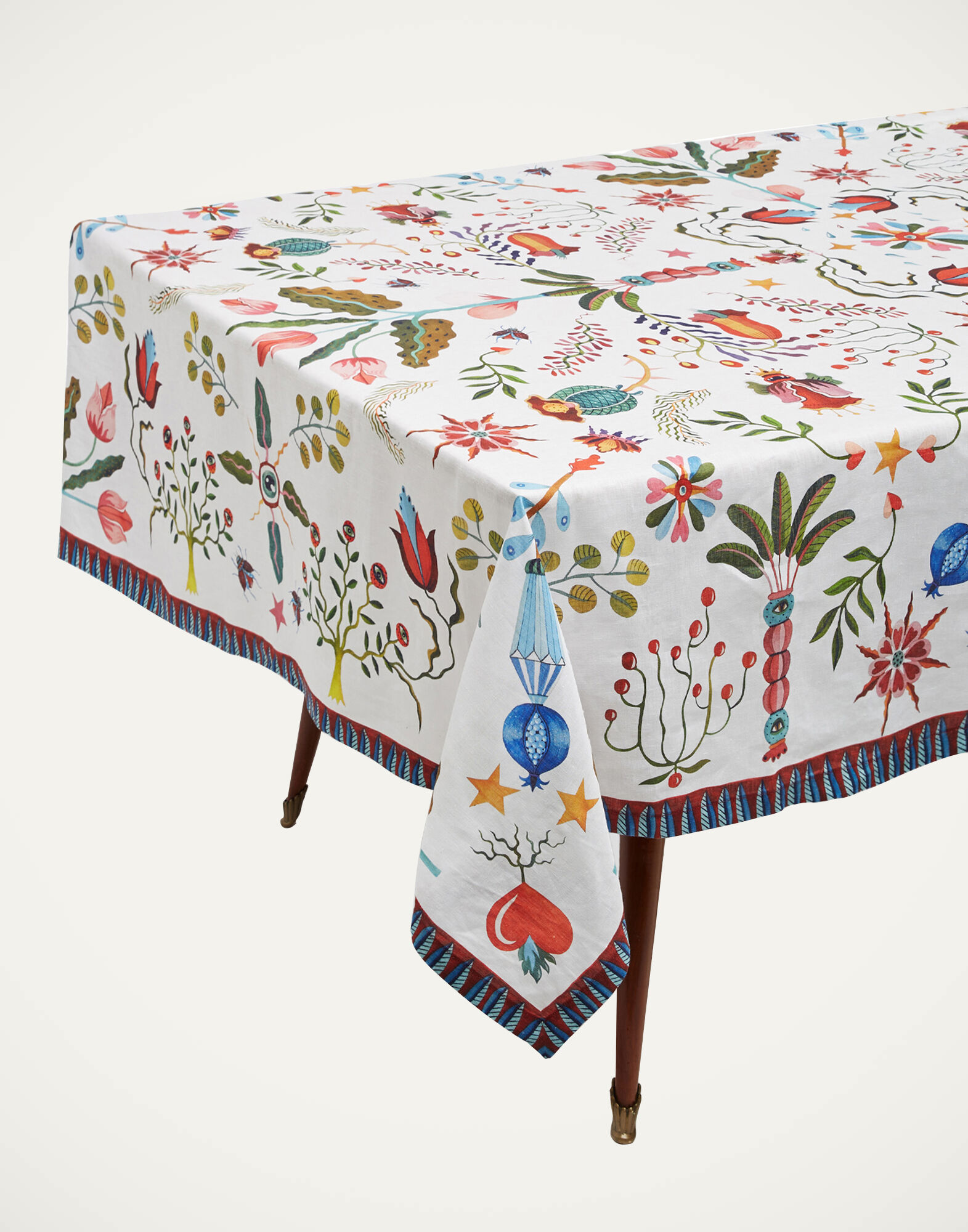 La DoubleJ Large Tablecloth White Turning Tulips TBC0003LIN001HLE0024